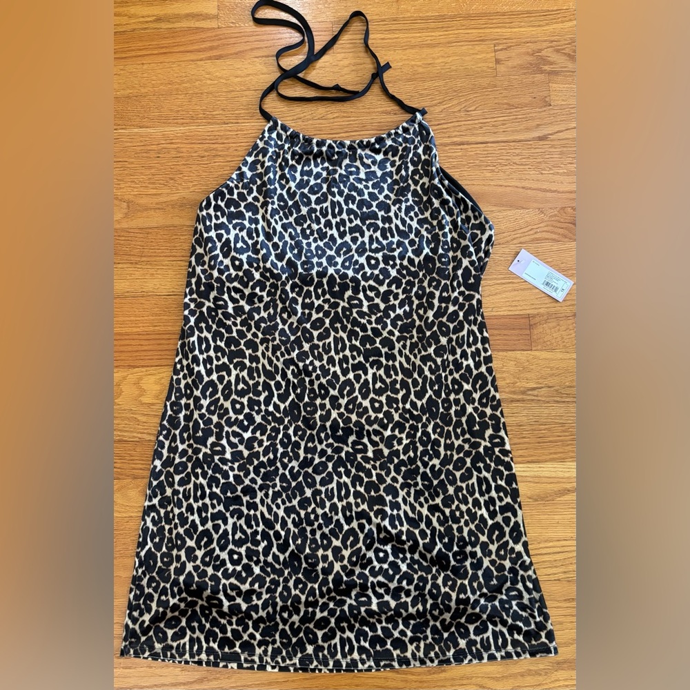 Wild Fable Dress Women’s 1X Leopard Animal Print Halter Tie at Neck Lined New